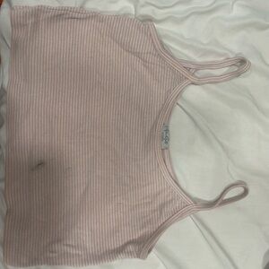 pink and white stripped tank top